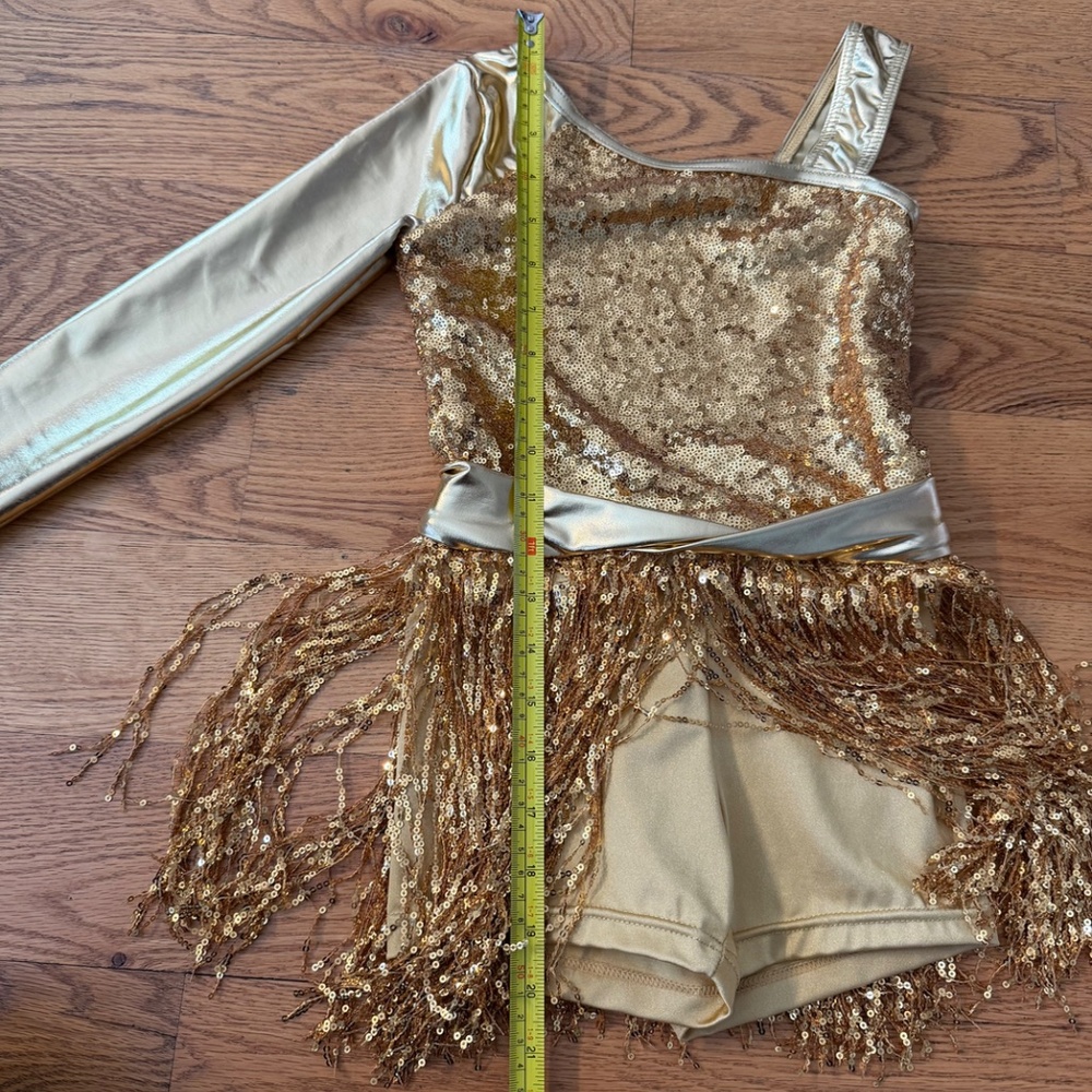 Gold Girl's Glitter Sparkle Dance Flapper Costume - Picture 7 of 10